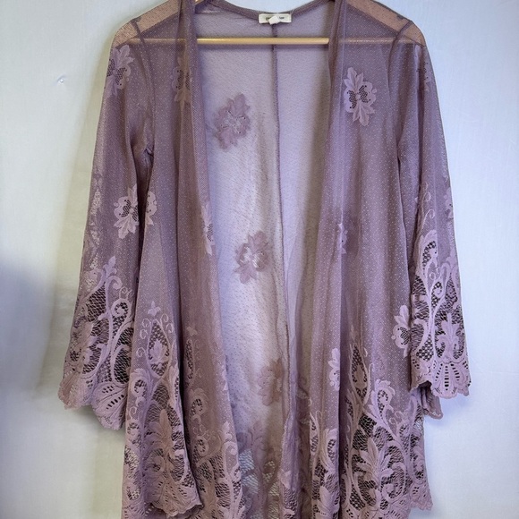 Boho Sheer Lace Cardigan bell sleeves size small - Picture 3 of 6